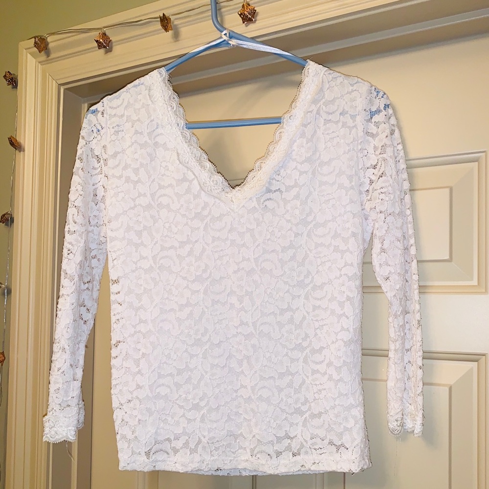 Forever 21 white lace fitted top